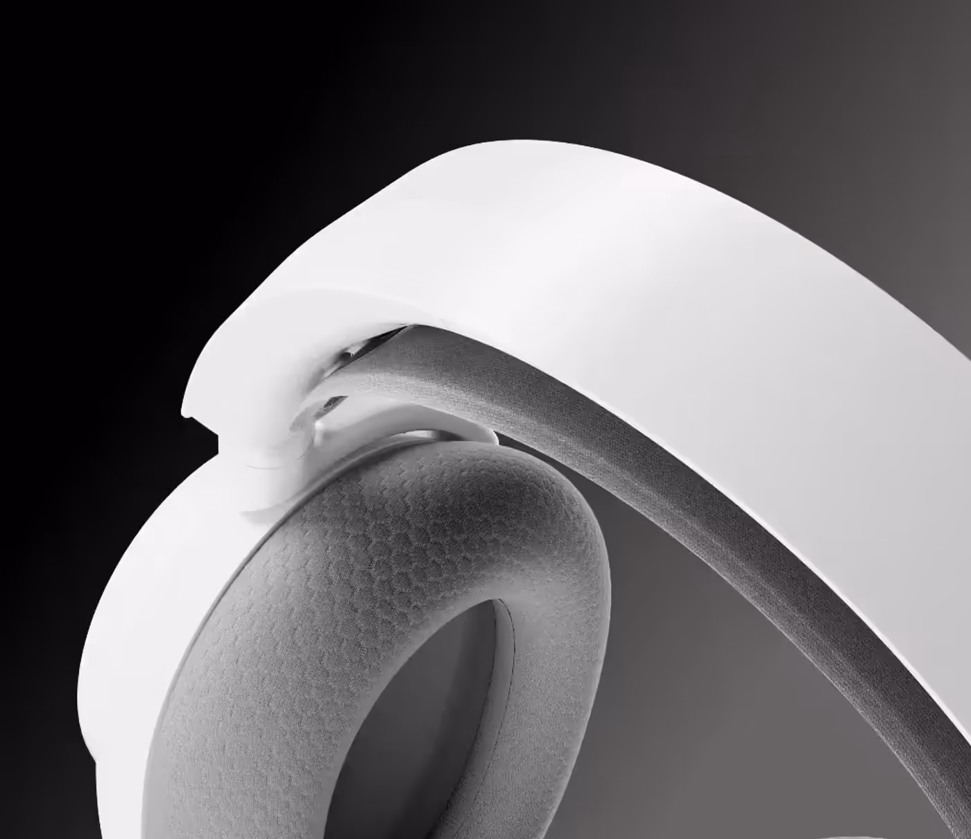 Close up image of Arctis Nova 7X headset showing its metallic build components.