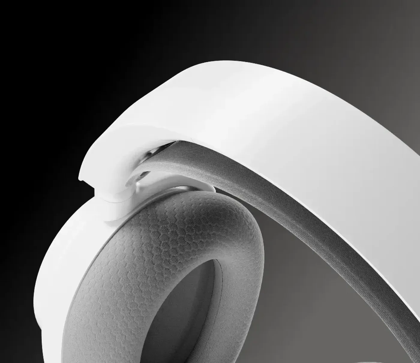Close up image of Arctis Nova 7X headset showing its metallic build components.