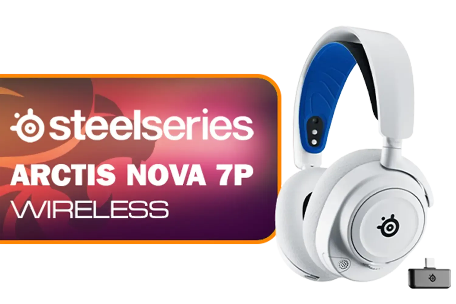 SteelSeries Arctis Nova 7P Wireless Multi-Platform Gaming & Mobile Headset - White / Simultaneous Wireless 2.4GHz & Simultaneous Bluetooth / 38Hr Battery / USB-C / PS, PC, Switch, Mobile / 61561