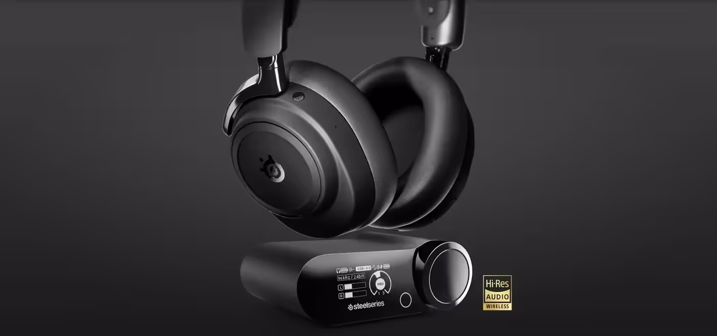 Arctis Nova Elite Wireless shown with its high-resolution audio specification