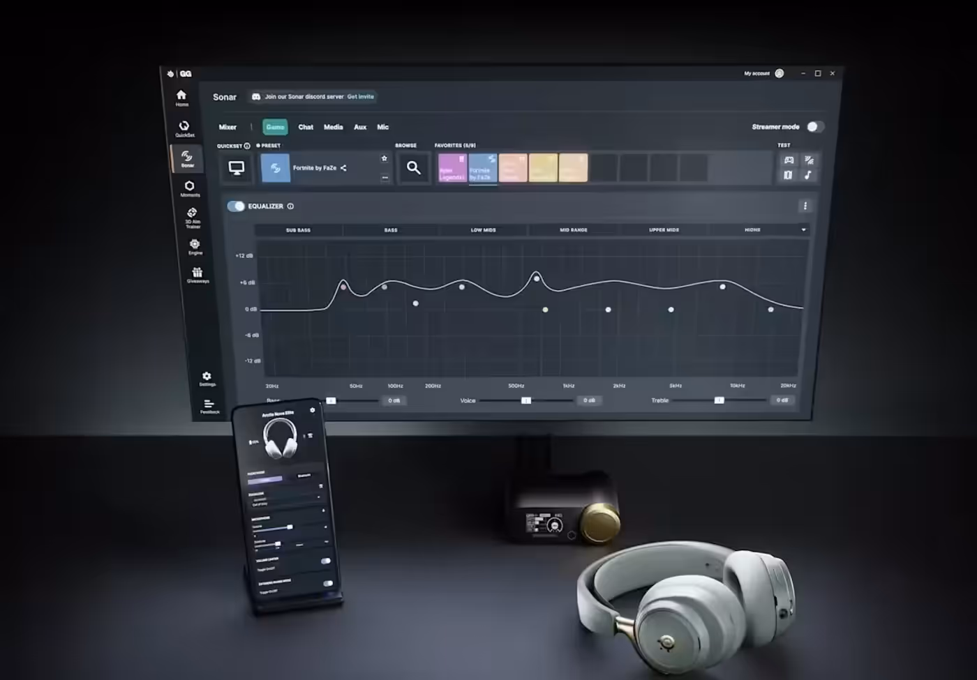 SteelSeries Arctis Nova Elite Wireless Sonar EQ control dashboard