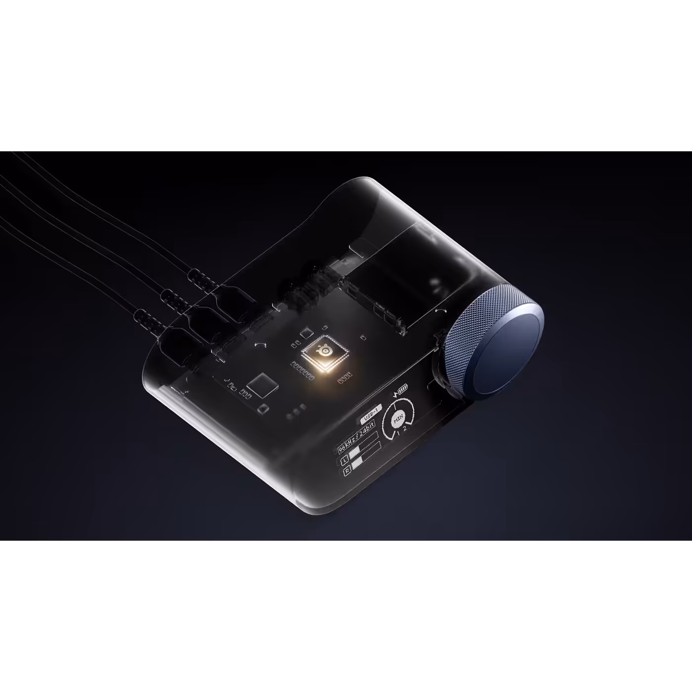 Transparent render of the GameHub showing its internals