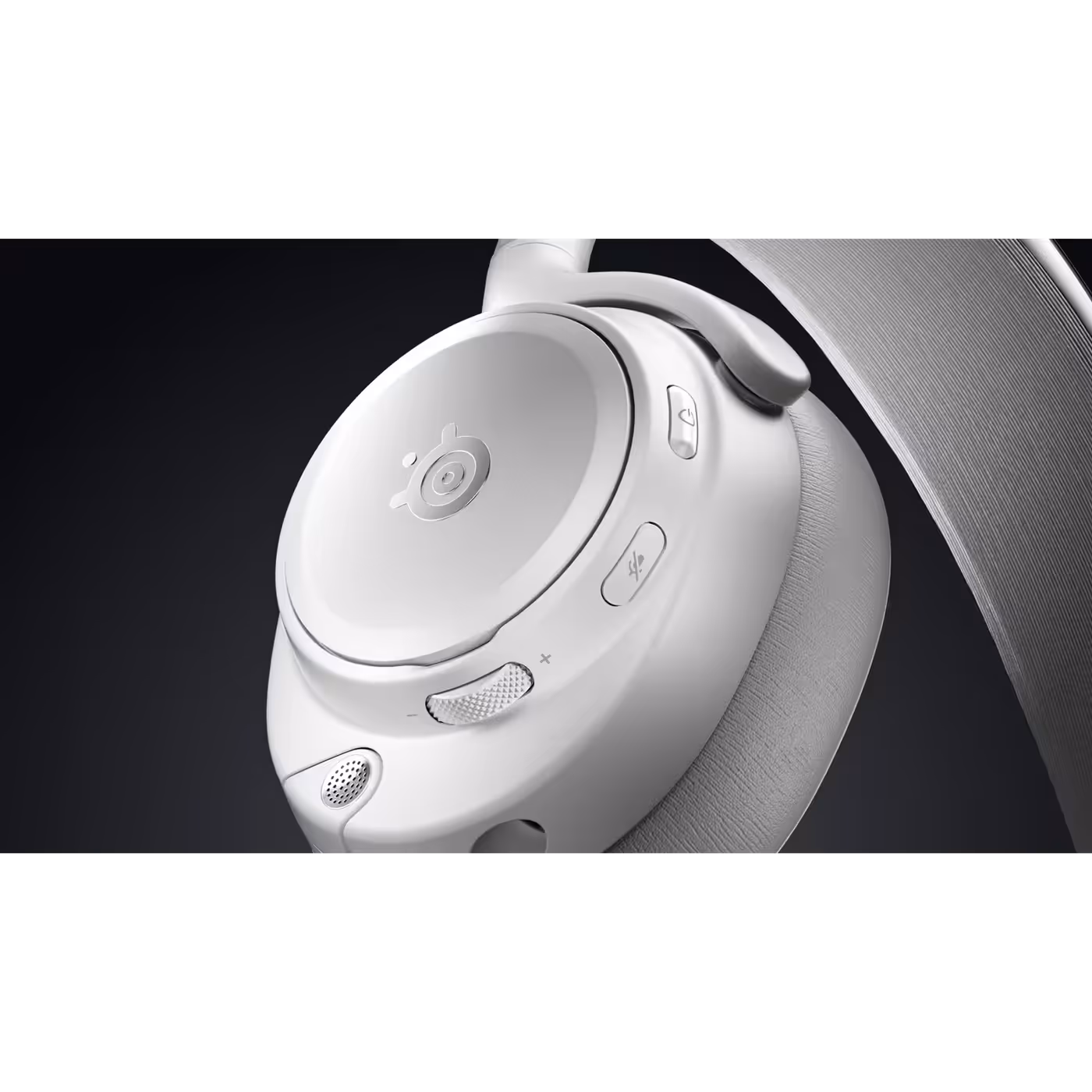 Arctis Nova Pro Omni White earcup controls close-up