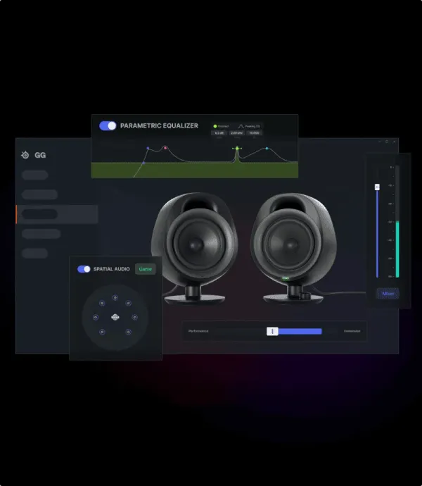 SteelSeries Arena 3 front-firing bass port for deep low frequencies