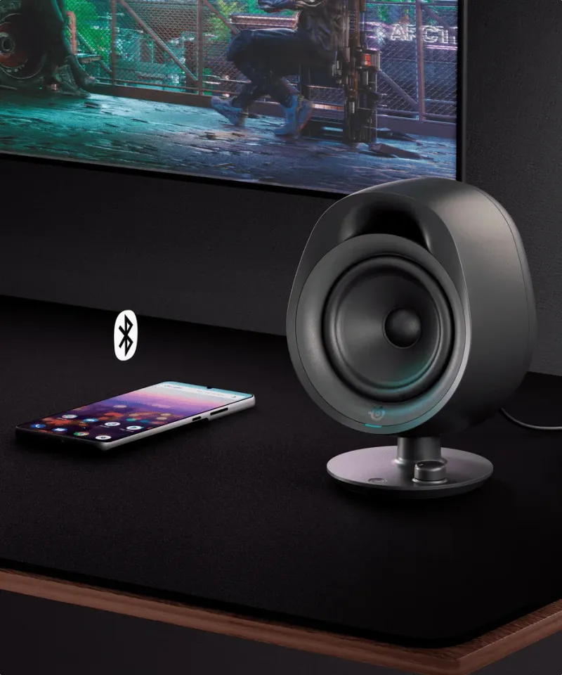 SteelSeries Arena 3 desktop gaming speakers featuring wireless Bluetooth connectivity