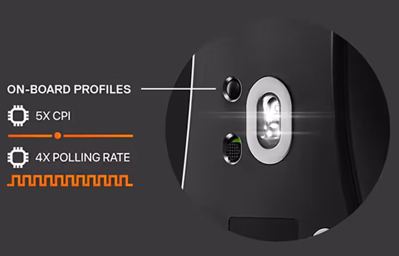 On-board CPI button on the underside of the SteelSeries Prime Mini