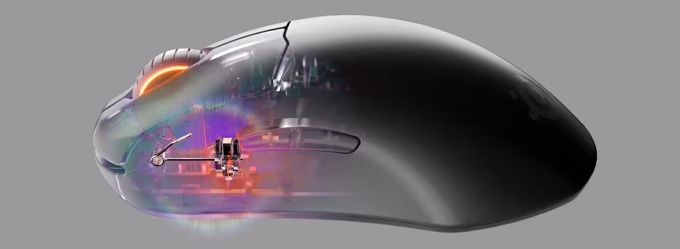 Cutaway view of the Prestige Optical Magnetic switch inside the SteelSeries Prime Pro