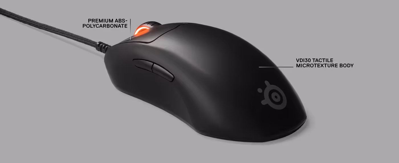 Close view of the textured matte finish on the Prime Pro Series top shell