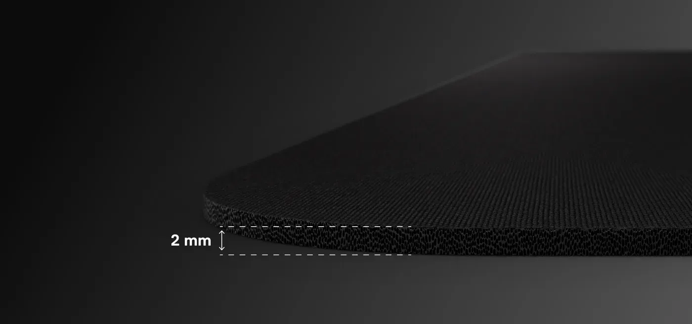Steelseries QCK XXL Gaming Mousepad Comfort Level highlighting 2mm thickness