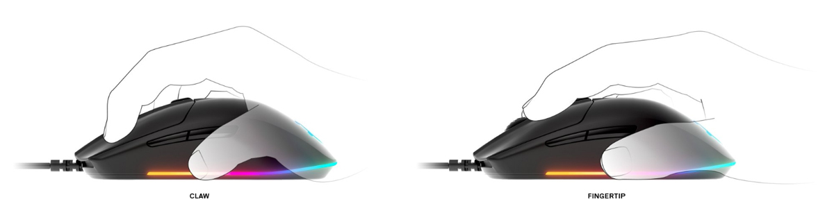 Grip style demonstration of SteelSeries Rival 3