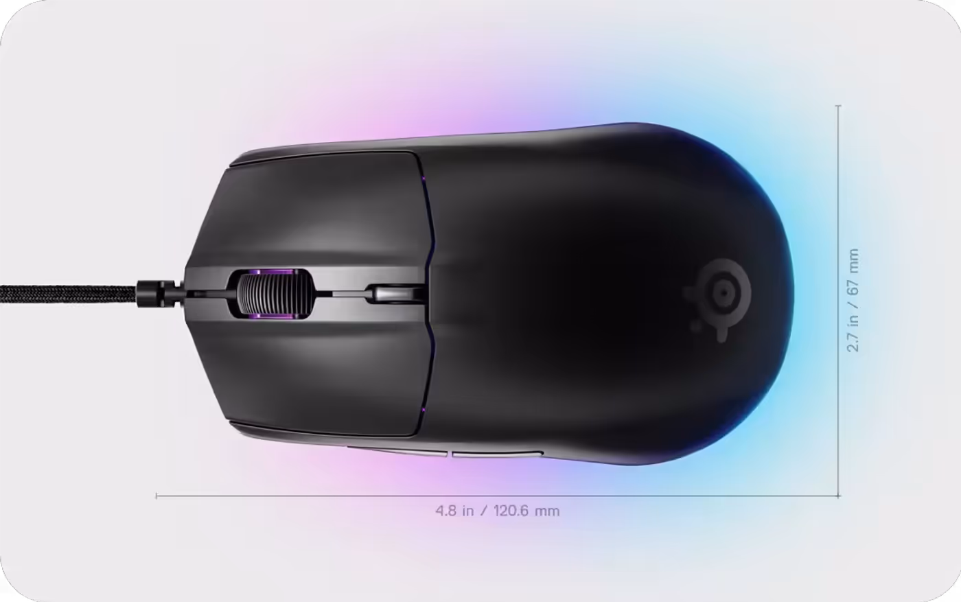 Side view of SteelSeries Rival 3 Gen 2 highlighting ergonomic design