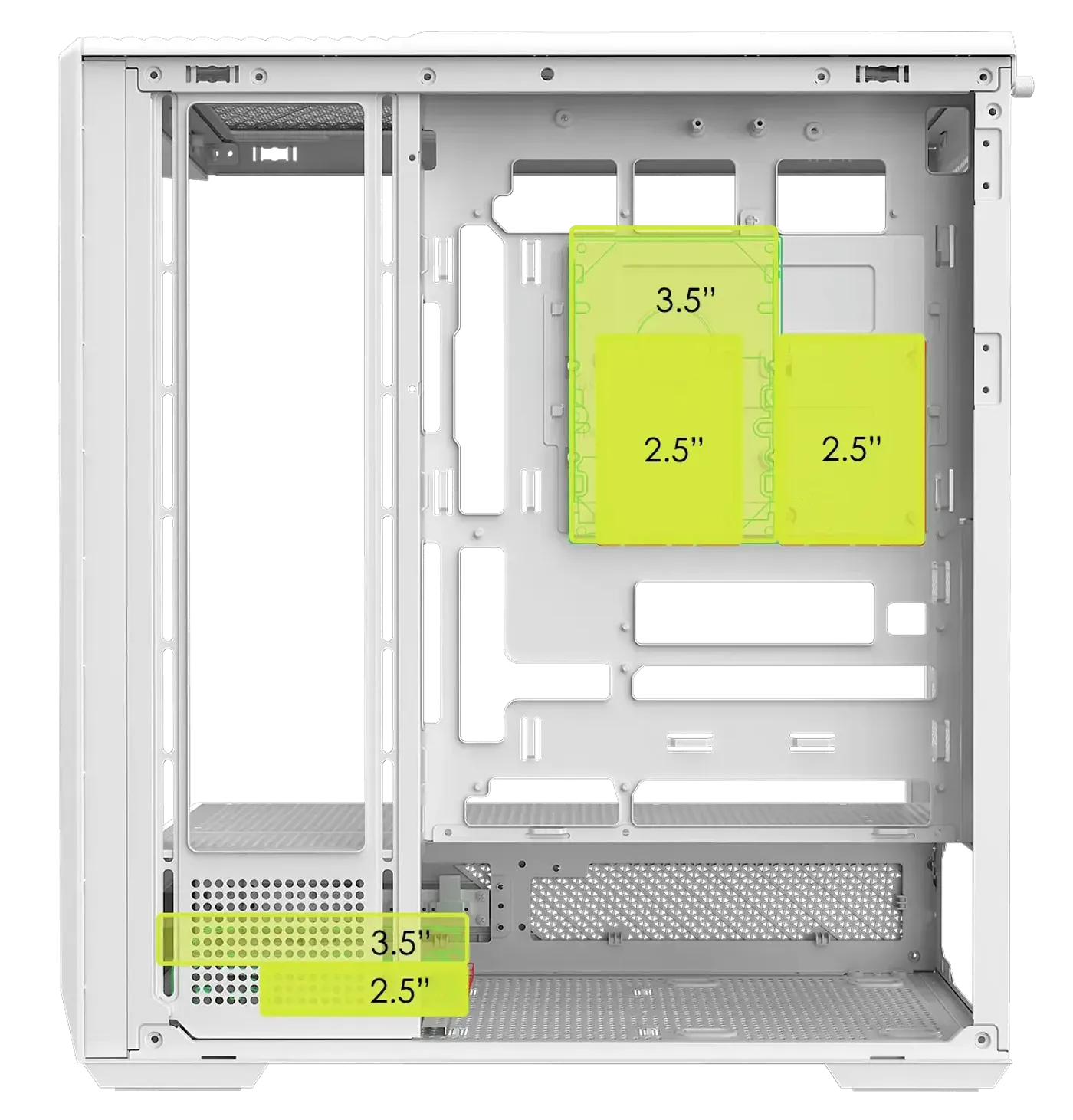 Internal storage bay configuration supporting multiple 2.5-inch or 3.5-inch drives