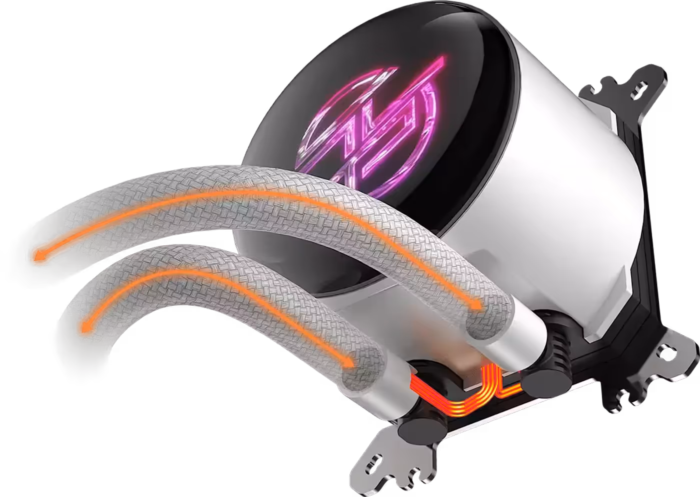 MSI liquid cooling system featuring integrated Streamline hidden-cable tubing