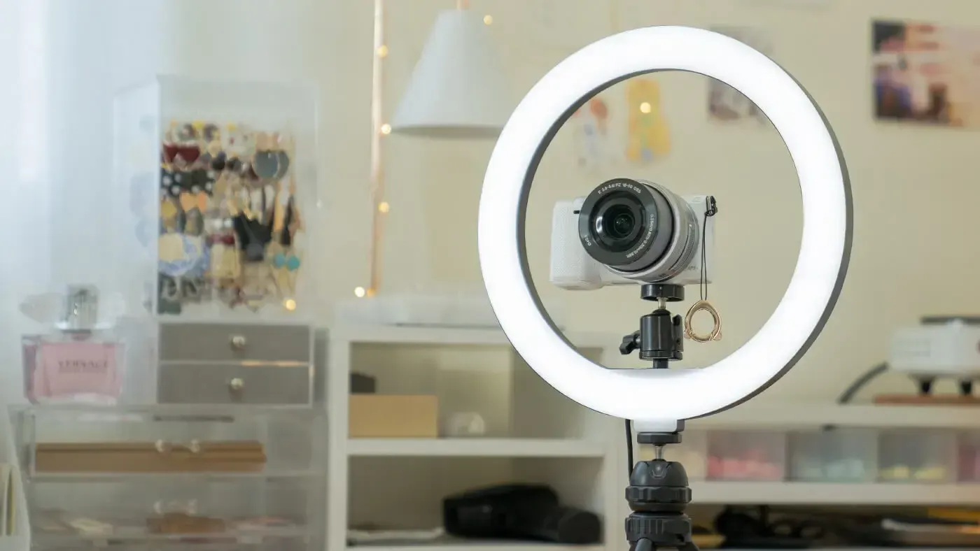Foldable LED Ring Light Tripod with Adjustable Height for Photography and Live Streams