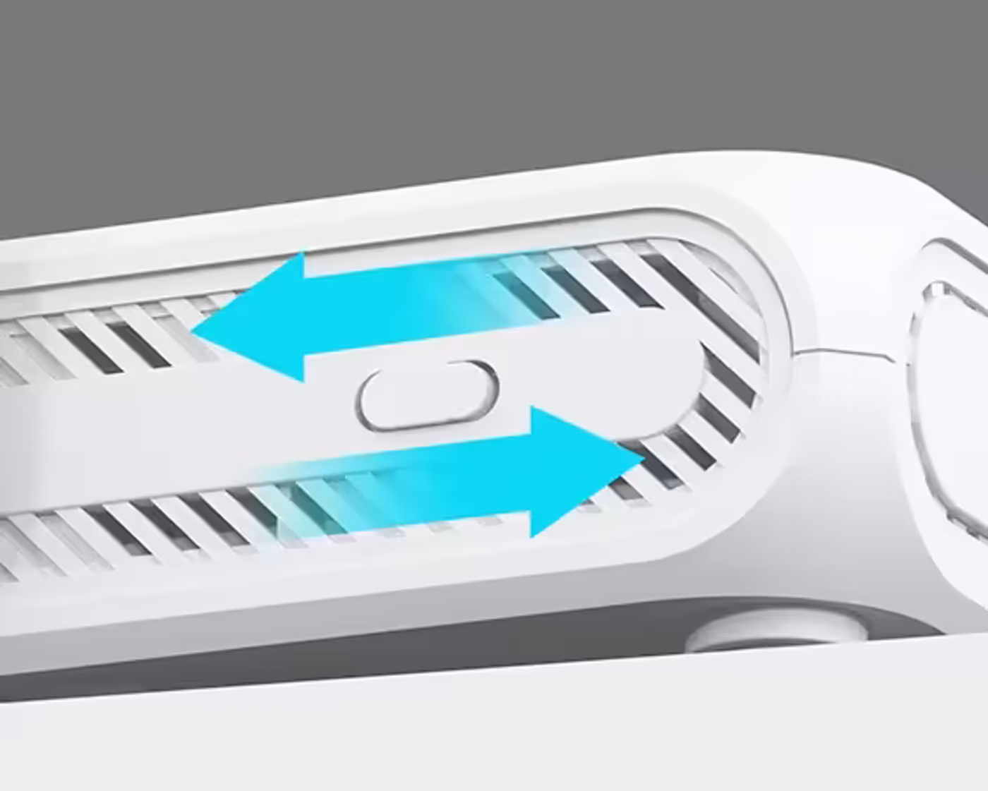 Close-up of the sliding switch on the RT-BE58 Go, with directional arrows indicating way of quick network setting changes.