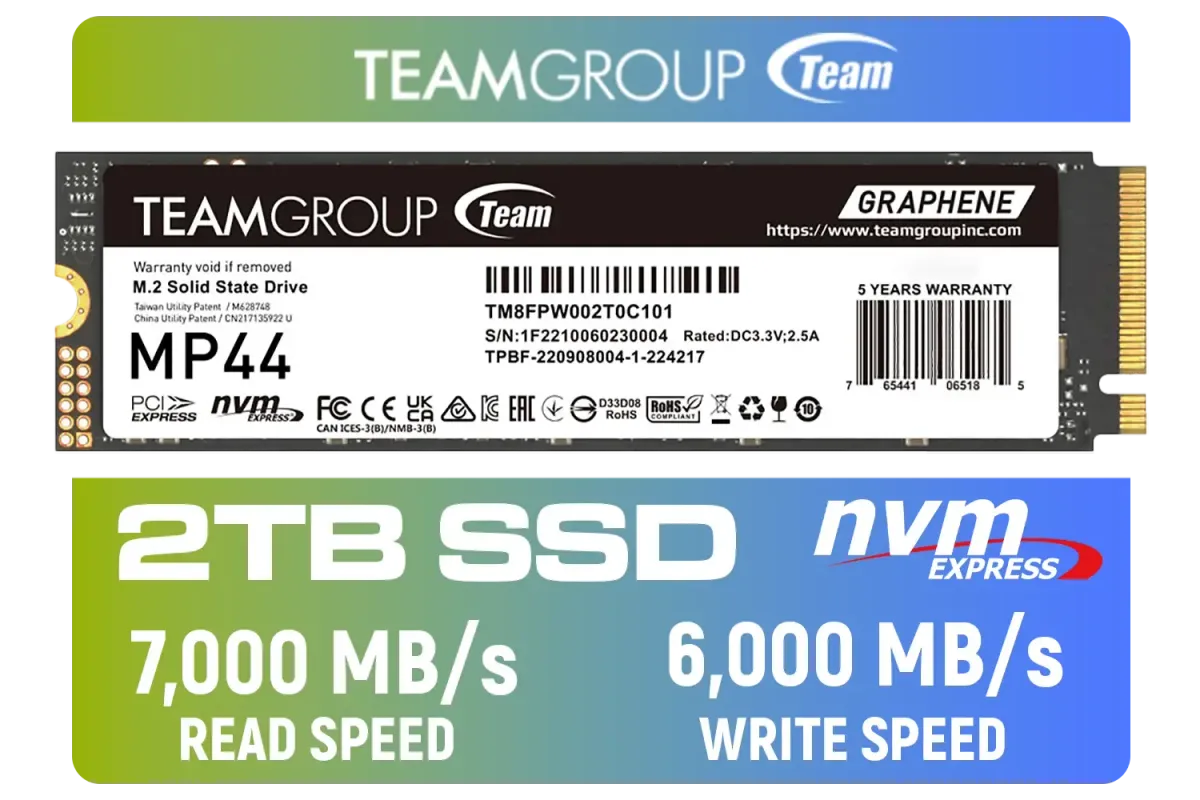 内蔵型SSD TEAMGROUP MP44 M.2 SSD 2TB Gen4 Teamgroup MP44 2TB M.2 NVMe SSD - Ultra-Fast Storage Solution