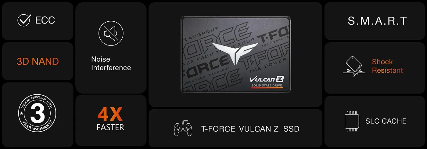 TeamGroup T-Force VULCAN Z 1TB SSD photographed flat from above