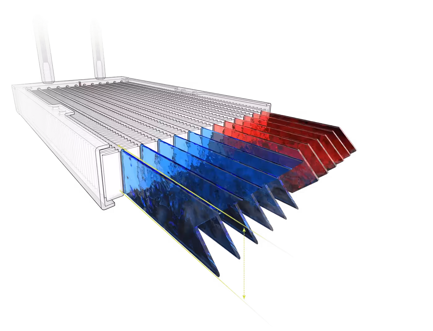 Liquid cooler showing 25% enhanced water flow and thermal efficiency