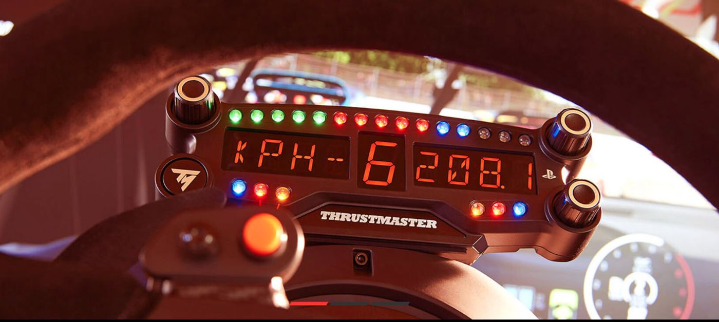 Thrustmaster BT LED Display for PS4 shown from the front with its LEDs lit
