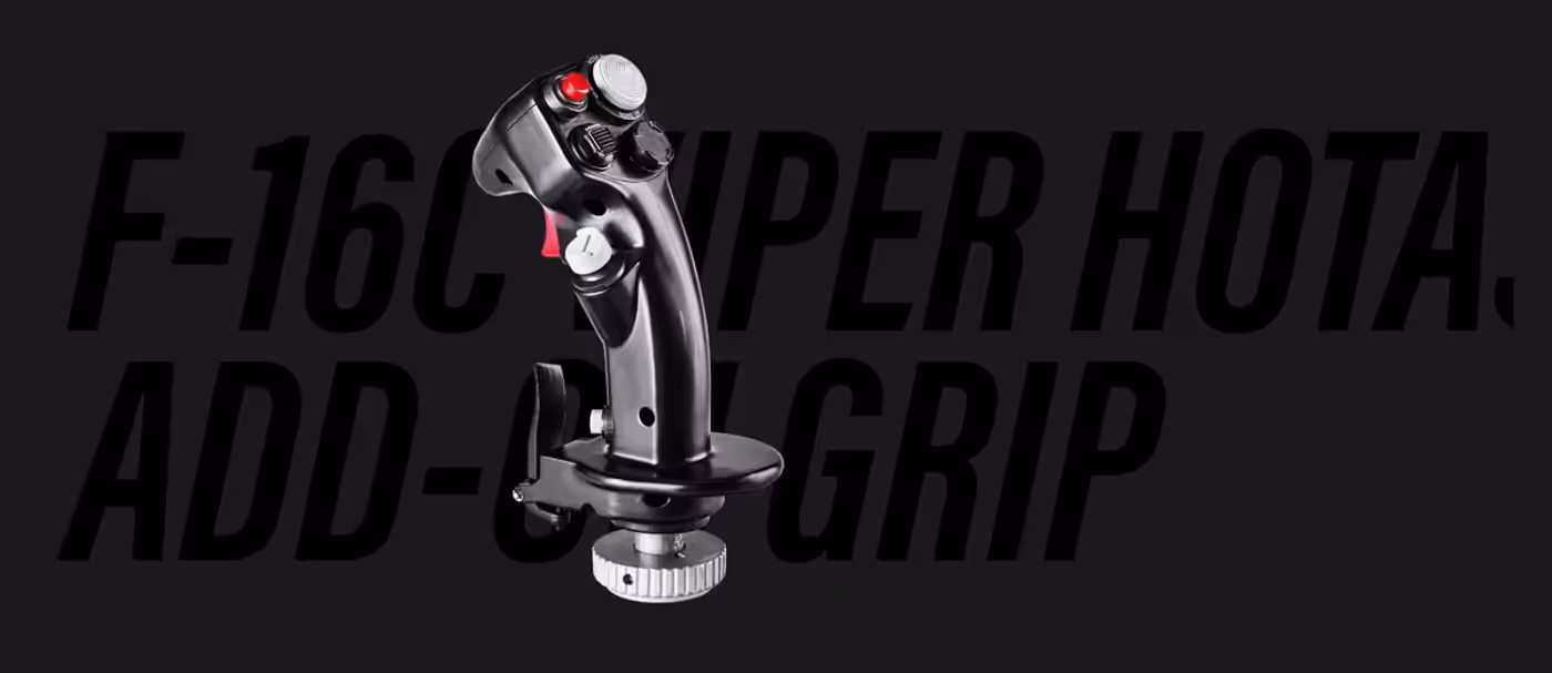Side view of the Thrustmaster F-16C Viper grip showing its action buttons