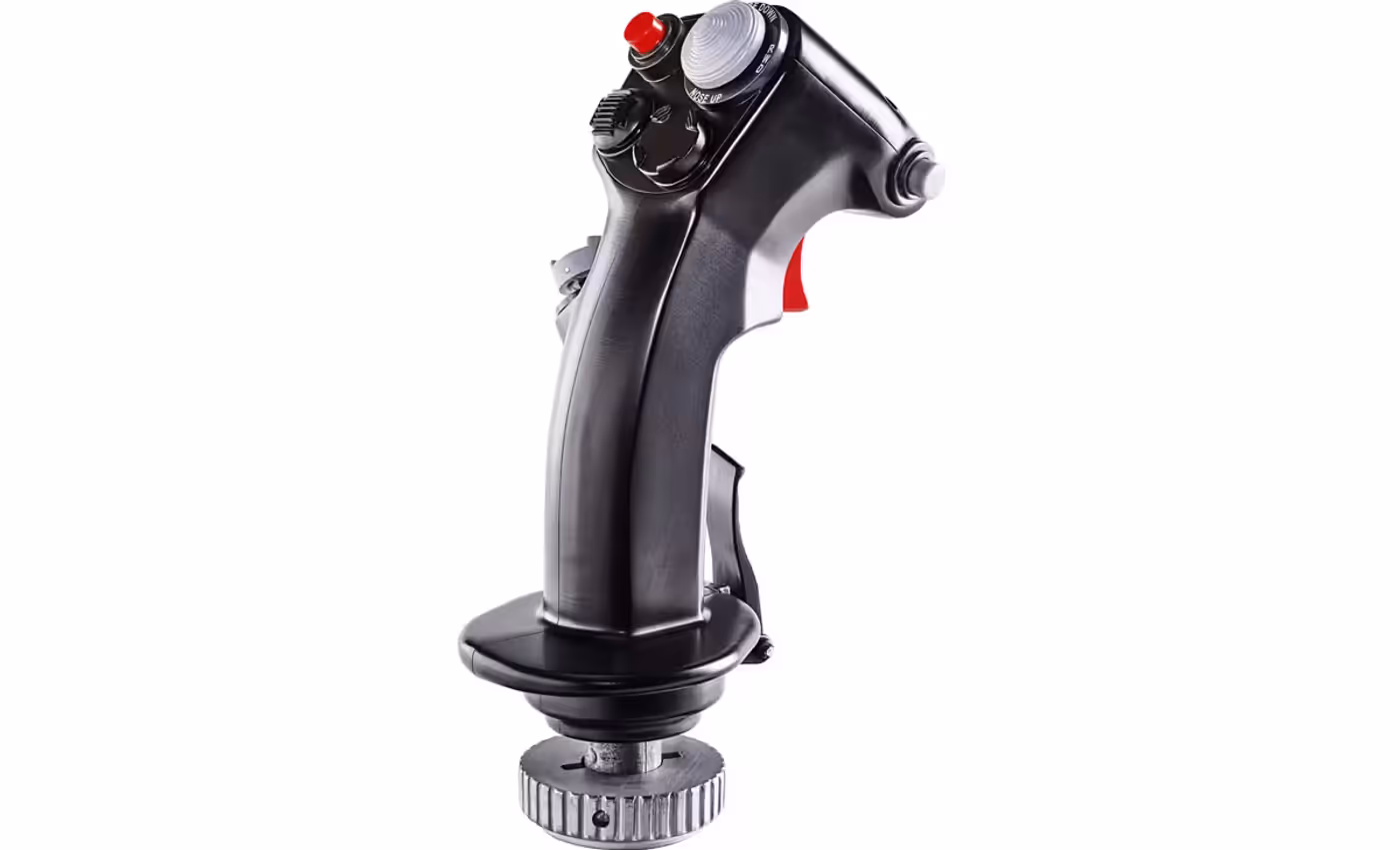 F-16C Viper add-on grip shown at the mounting point where it joins a Thrustmaster base