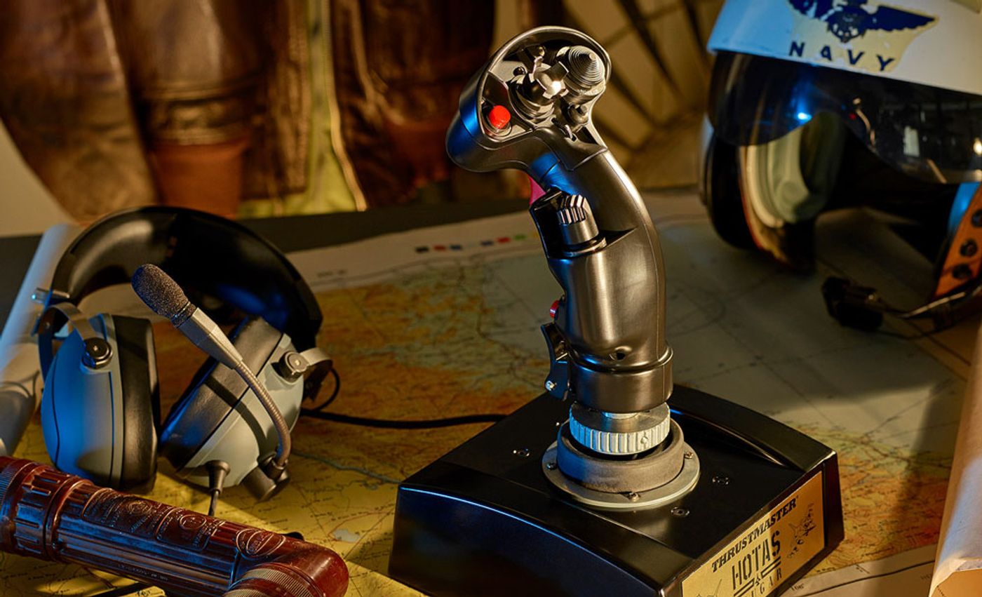 The Hornet add-on grip mounted on a Thrustmaster joystick base
