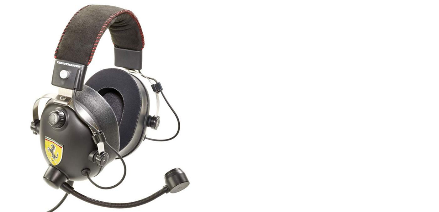 T.Racing Ferrari GT Edition headset shown from the side with its microphone