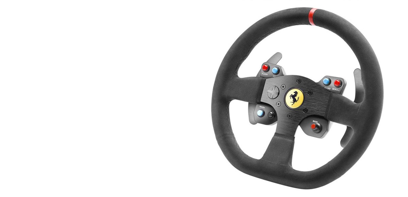ThrustMaster Ferrari Alcantara race bundle laid out as a complete set