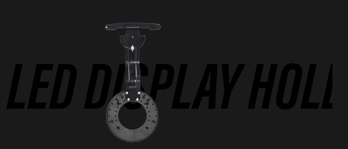 Close-up of the Thrustmaster LED Display Holder positioned for clear viewing while racing
