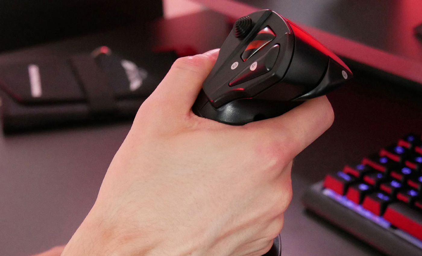 Thrustmaster T Flight Stick X featuring an intuitive locking twist rudder