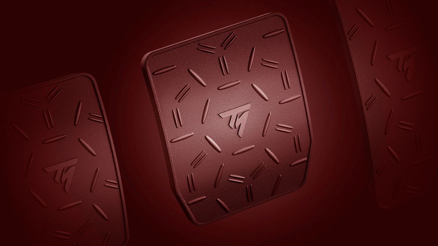 Thrustmaster T-LCM rubber grip covers fitted to a pedal set