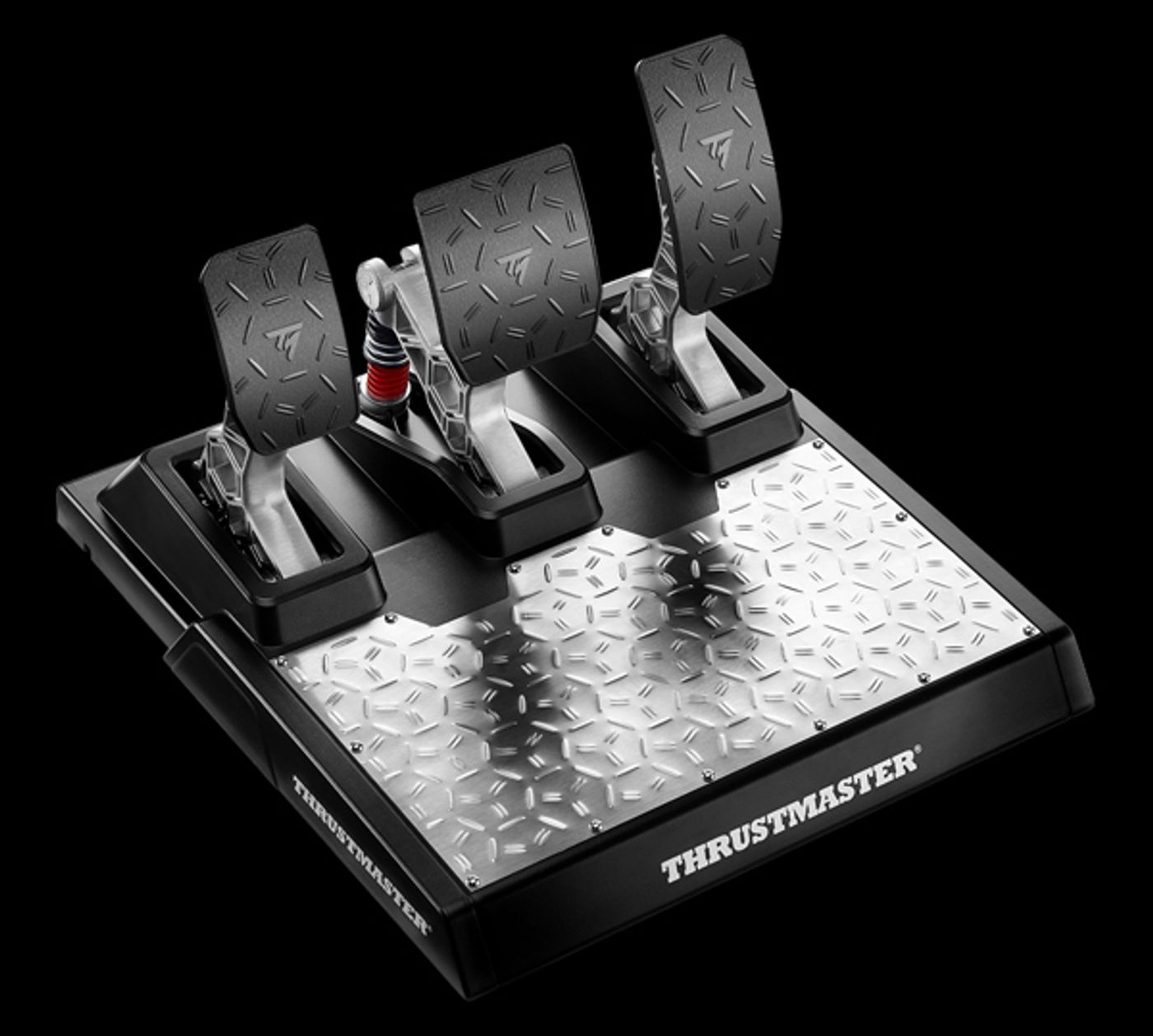 T-LCM rubber grips shown across the brake, clutch and accelerator pedals