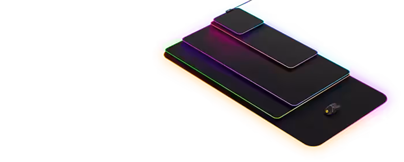 Stacked QCK prism mouse pads on top of each other