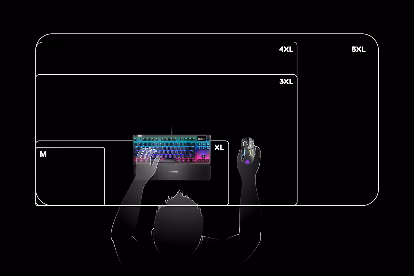 size chart of qck prism mousepads
