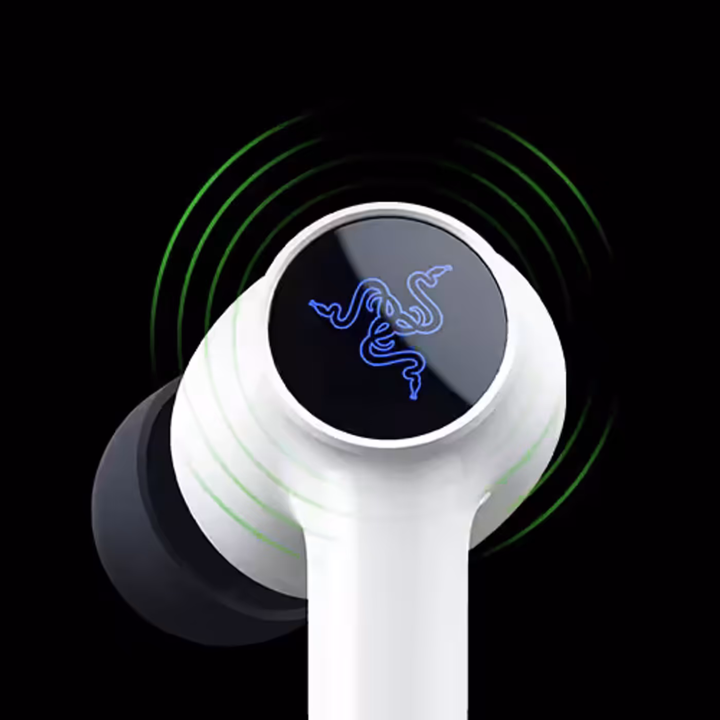 Earbud featuring intuitive touch controls for managing audio playback and sources