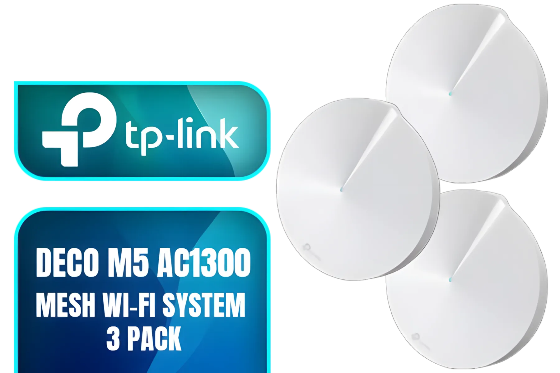 TP-Link Deco M5 AC1300 Whole Home Mesh Wi-Fi System - 3 Pack / Wi-Fi dead-zone killer / TP-Link HomeCare / Enhanced 11AC speeds / Connects over 100 devices / Seamless Roaming / NET-TL-DECO-M5-3PK