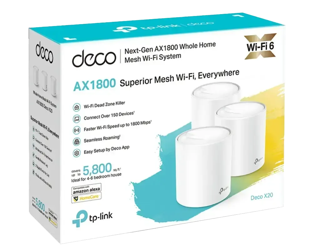 TP-LINK Deco X20 AX1800 Whole Home Mesh Wi-Fi 3 Pack - Fast