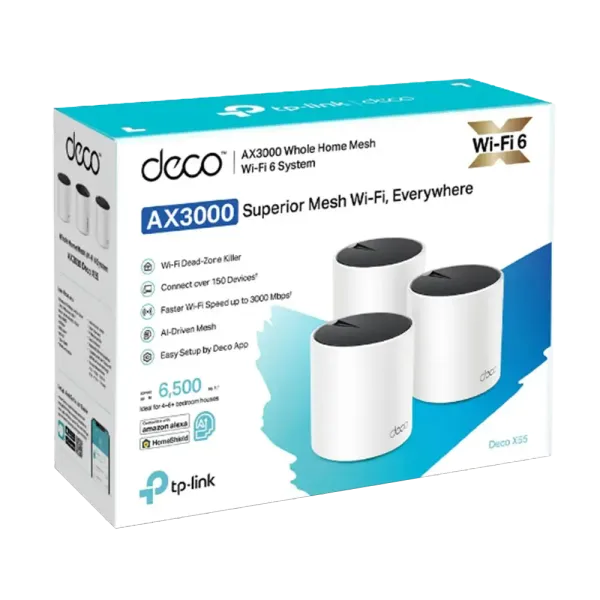 TP LINK Deco X55 AX3000 Mesh WiFi 6 - Whole Home Coverage | 3 Pack