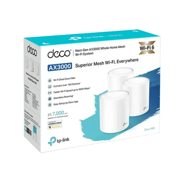TP-LINK Deco X60 AX3000 Whole Home Mesh Wi-Fi 3 Pack - Open Box
