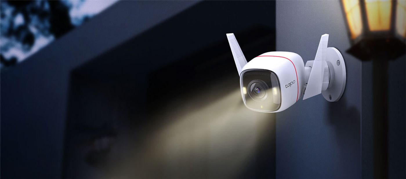 TP-LINK Tapo C320WS outdoor security Wi-Fi camera mounted on an exterior wall