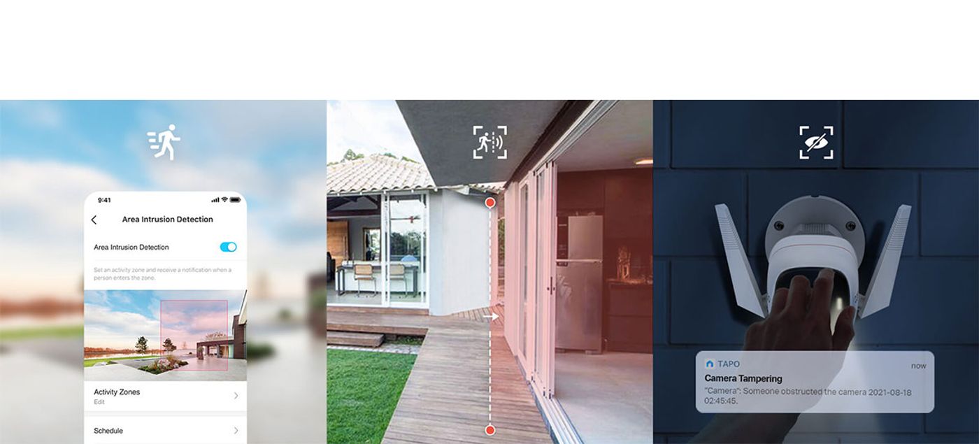 Customisable motion detection settings shown for the Tapo C320WS