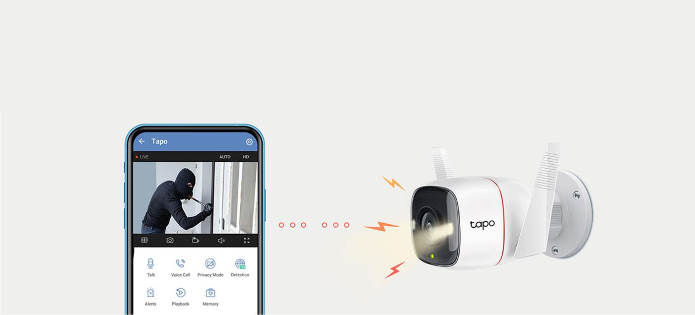 The built-in siren alarm feature of the Tapo C320WS security camera