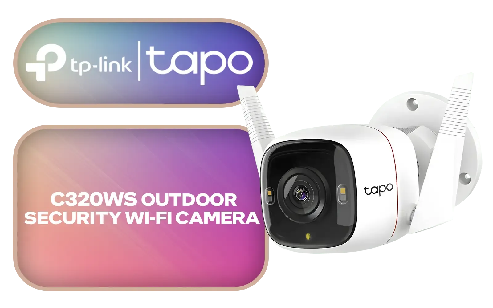 TP-LINK Tapo C320WS Outdoor Security Wi-Fi Camera / Ultra-High-Definition Video / Wired or Wireless Networking / Advanced Night Vision / Two-Way Audio / NET-TL-TAPO-C320WS