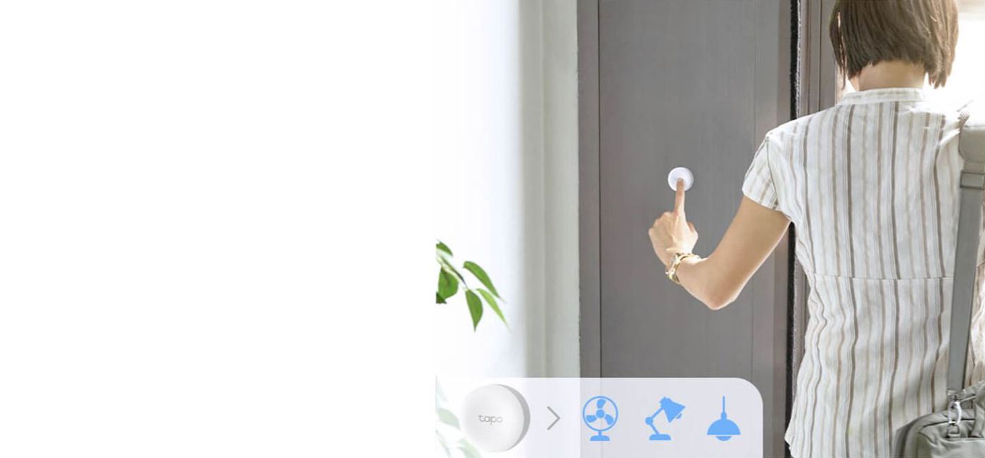 TP-Link Tapo S200B mounted by a door for Away Mode activation