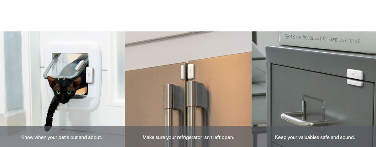 Tapo T110 Sensor installed in a cabinet