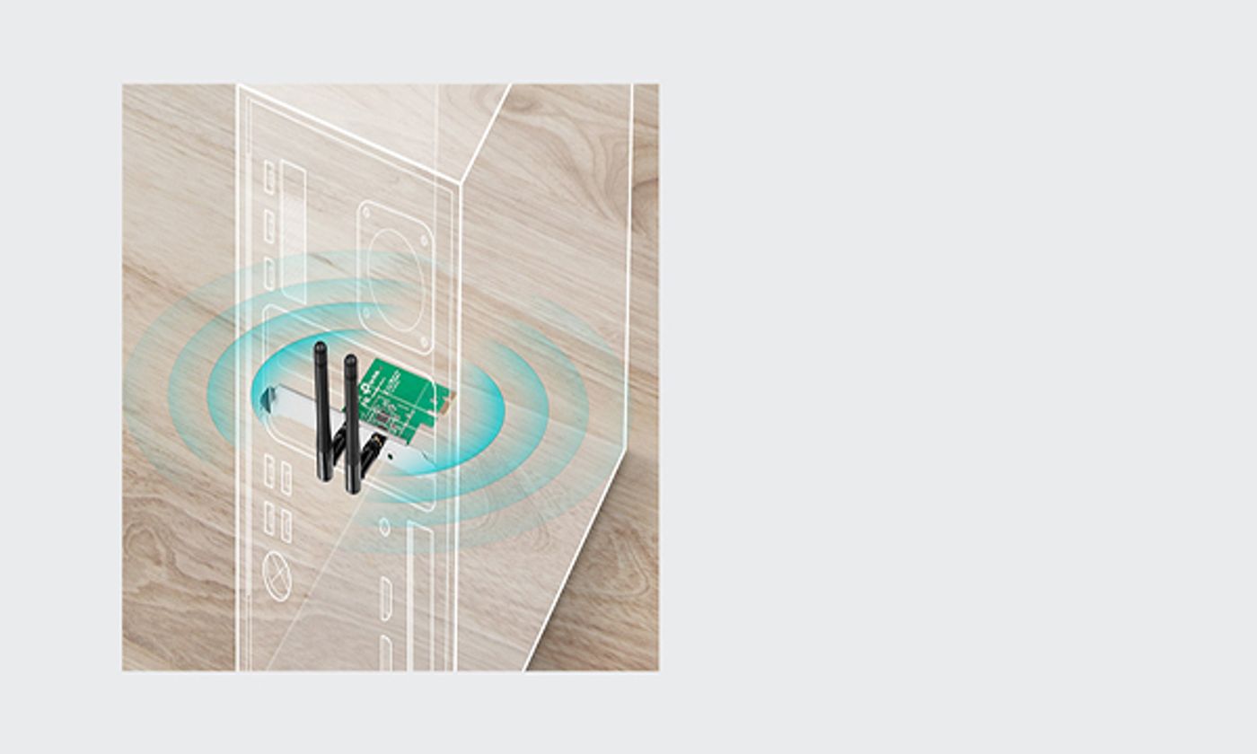 TP-LINK TL-WN881ND Wireless N PCI Express Adapter Desktop View