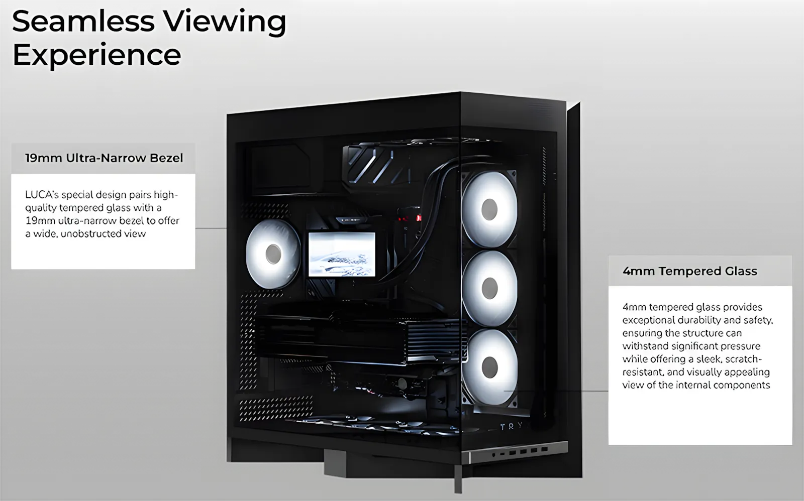 TRYX LUCA L70 E-ATX Mid-Tower Gaming Case, Tempered Glass | Evetech