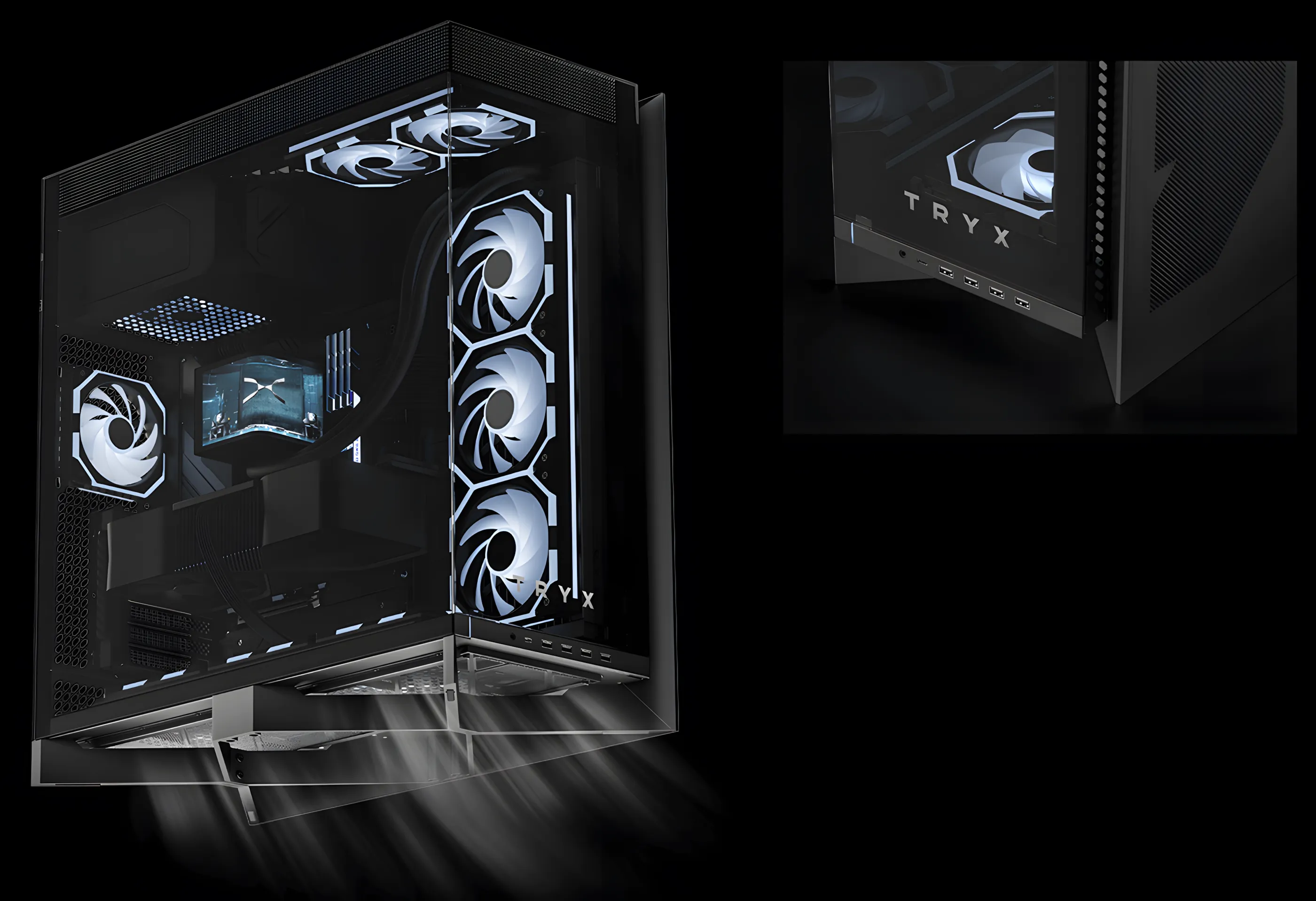 TRYX LUCA L70 E-ATX Mid-Tower Gaming Case, Tempered Glass | Evetech TRYX LUCA L70 E-ATX Mid-Tower Gaming Case, Tempered Glass | Evetech