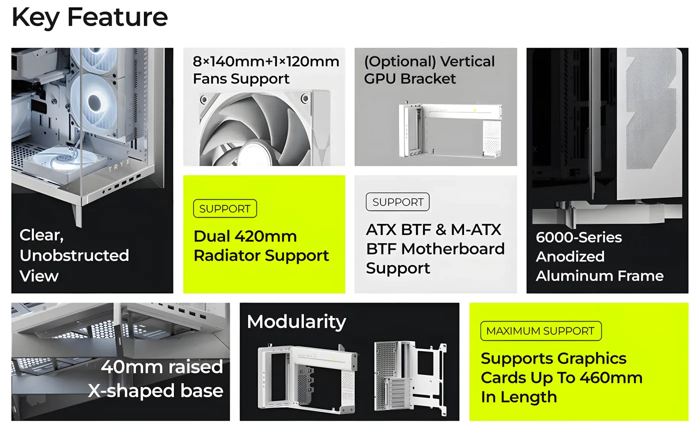 TRYX LUCA L70 mid-tower E-ATX gaming case in white