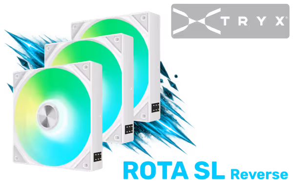 TRYX ROTA SL ARGB Reverse White 120mm Case Fan, 3-Pack - image 1 TRYX ROTA SL ARGB Reverse White 120mm Case Fan, 3-Pack - image 1